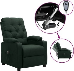 vidaXL Fotoliu rabatabil electric, verde închis, material textil