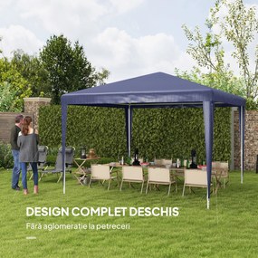 Outsunny Cort de Grădină cu 4 Orificii de Drenaj, Funii și Șuruburi,  293x293 cm, Albastru Închis | Aosom Romania