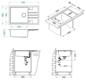Chiuvetă de bucătărie ALVEUS 1149117 INTERMEZZO 78x48 cm negru mat