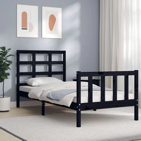 3192095 vidaXL Cadru de pat cu tăblie, negru, 100x200 cm, lemn masiv