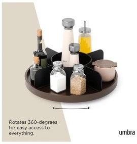 Organizator de baie negru pentru cosmetice/rotativ din lemn Bellwood – Umbra