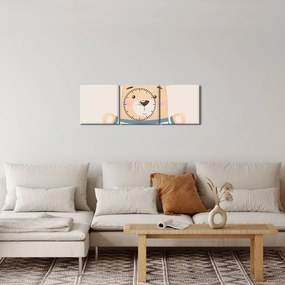 Tablou - Teddy ursuleț cu coroană (cu ceas) (90x30 cm)