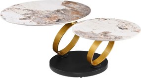Masuta de cafea moderna cu doua blaturi rotative din ceramica DANCING RINGS 80-135cm