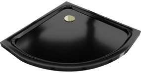 Mexen Flat duș semi-circular slim 80 x 80 cm, negru, sifon auriu - 41708080G