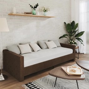 3080317 vidaXL Pat de zi cu saltea & USB, maro închis, 90x200 cm, textil