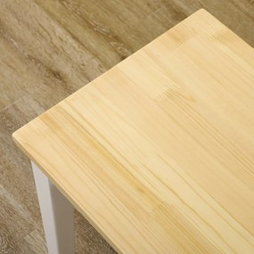 HOMCOM Banc din lemn pentru 2 persoane bicolore cu șezut natural și picioare albe 102 x 36 x 45 cm | Aosom Romania