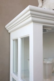 Vitrina din lemn masiv si furnir, alb, cu 2 usi si rafturi, aspect rustic, Marseille