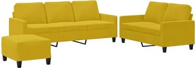 vidaXL Set de canapele cu perne, 3 piese, galben, catifea