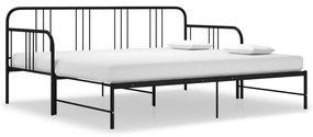 Cadru pat canapea extensibila, negru, 90 x 200 cm, metal Negru