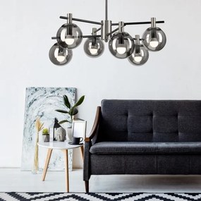 Lustră pe tijă LILOU 6xE14/5W/230V crom mat/fumuriu