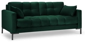 Canapea 2 locuri Mamaia cu tapiterie din catifea, picioare din metal negru, verde inchis