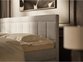 Pat boxspring gri cu spațiu de depozitare 200x200 cm Caya – Maison de Rêve