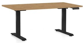 Masă înălțime reglabilă OfficeTech C, 120 x 80 cm, picioare negre, stejar piatra