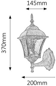Rabalux 8392 - Aplică perete exterior TOSCANA 1xE27/60W/230V IP43