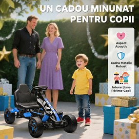 AIYAPLAY Kart cu pedale pentru copii 3-6 ani, max. 50 kg, cu suport pentru pahar și roți EVA antiderapante, albastru | Aosom Romania
