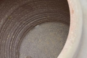 Set 2 amfore decorative din teracotă artizanală, finisaj craft alb-crem, 4 anse, 53×53×72 cm, „Jerba"
