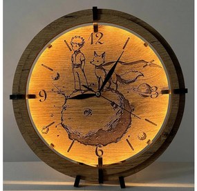 Li-Go 23712/DUB/BAT2 - Ceas LED reglabil cu senzor, LED/1xAA, diam. 32 cm, stejar