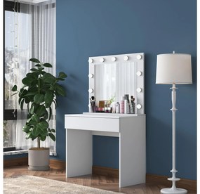 Măsuță de toaletă Bojoremo 20 (cu oglindă) (cu iluminat LED) (alb). 1107273