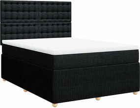 vidaXL Pat box spring cu saltea, negru, 160x200 cm, textil