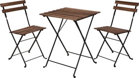 Set mobilier de gradina Bistro Rustic, 3 piese, metal, maro