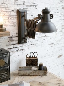 Aplica de perete extensibilă din metal, finisaj negru antichizat, L45–105 cm, Factory
