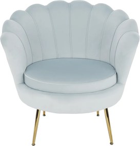 Fotoliu în stil Art-deco, catifea Velvet gri-albastru/crom auriu, NOBLIN