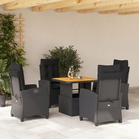 3277386 vidaXL Set mobilier de grădină cu perne, 5 piese, negru, poliratan