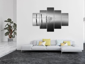 Tablou cu nivelul de lac alb negru (150x105 cm)