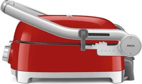 Grătar multifuncțional SMEG 50's Style MGF01RDEU, 2100 W, 60-230 °C, 3 programe, acoperire ceramică, tavă de scurgere, semnal sonor, cronometru, roșu