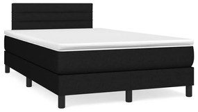 vidaXL Pat cu arcuri, saltea și LED, negru, 120x190 cm, textil