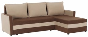 Coltar extensibil modern, cu spatiu depozitare, universal, stanga-dreapta, stofa maro bej, 219x139 cm, Bortis Impex