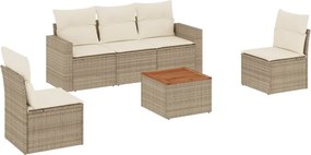 vidaXL Set canapele de grădină cu perne, 6 piese, bej, poliratan