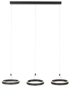 Lampă suspendată neagră dreptunghiulară incluzând LED cu dimmer în 3 trepte cu 3 lumini - Lyani