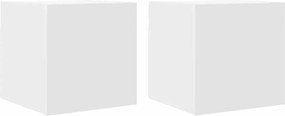 vidaXL Dulapuri TV montate pe perete, 2 buc., alb, 30,5x30x30 cm