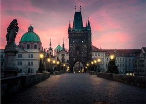 Tablou pe sticlă - Pe podul lui Carol,Praga (70x50 cm)
