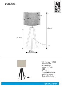 Markslöjd 107944 - Lampă de masă LUNDEN 1xE27/60W/230V