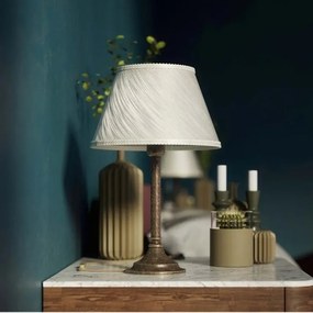 Veioza, Lampa de masa cu abajur elegant Ivory Striped