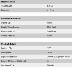 Plafoniera LED moderna LEROX 40cm alba