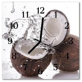 Ceas de perete din sticla pătrat Nuci de cocos Alimente și băuturi Brown