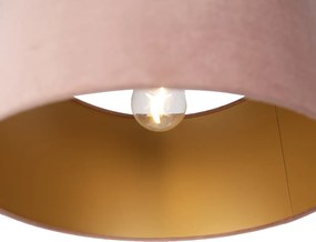 Lampă suspendată neagră cu abajur roz și interior auriu 35cm 3 lumini - Cava