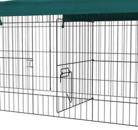 PawHut Tarc Exterior pentru Animale Mici, Spațiu pentru Pui, Iepuri, Chinchilla, cu Acoperiș, 220x85x70 cm, Verde | Aosom Romania