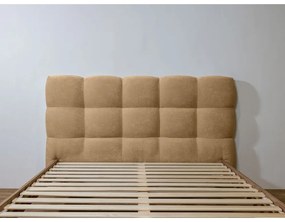 Pat matrimonial bej tapițat cu somieră 180x200 cm Kumo – Bobochic Paris