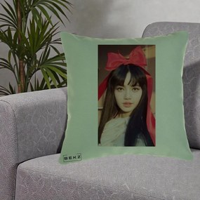 Perna Personalizata K-pop BLACKPINK Rose cu Funda Rosie, 40x40 cm, Verde, Husa Detasabila, Perna Inclusa, BEKZ®