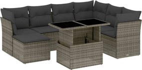 vidaXL Set canapele de grădină cu perne, 8 piese, gri, poliratan