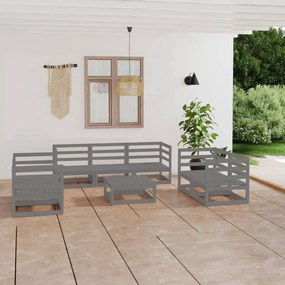 3075456 vidaXL Set mobilier de grădină, 8 piese, gri, lemn masiv de pin