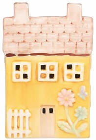 Căsuță din ceramică cu LED, 11 x 7 x 16 cm,primăvară, galbenă