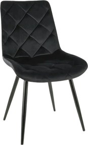Scaun RALPH, negru, stofa catifelata/metal, 51x42x88 cm