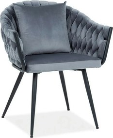 Scaun NUVO, gri/negru, stofa catifelata,metal, 62x47x86 cm