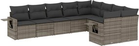 vidaXL Set canapele de grădină, 9 piese, cu perne, gri, poliratan