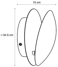 Lampă de perete modernă neagră cu auriu 34,5 cm 2 lumini - Sunrise